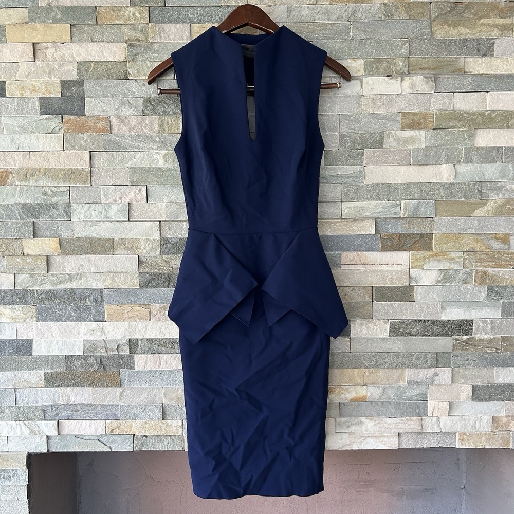 Greta Constantine Blue Mrs Sky Midi Night Gown Formal Open Back Dress Size XS
